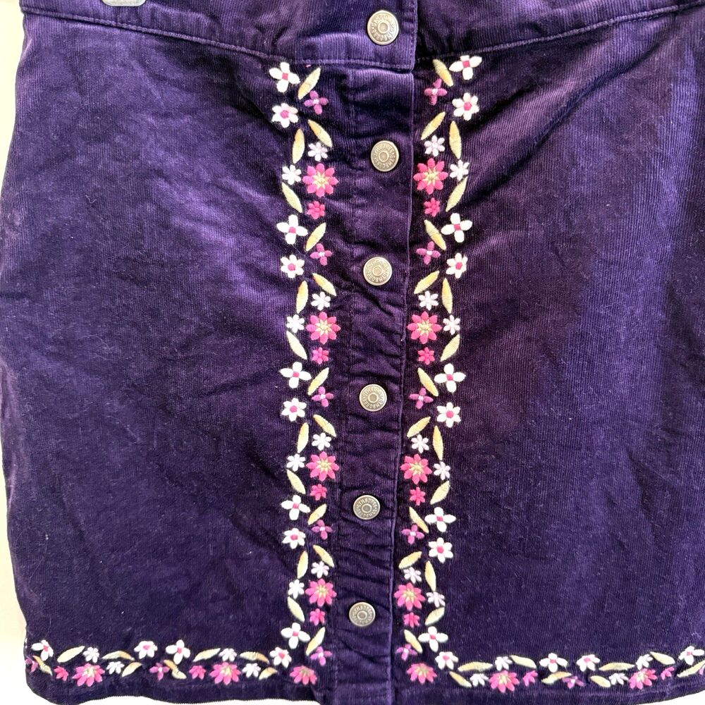 Gymboree Girls 12 Corduroy Skirt Purple Embroidered Floral Magic Meadow Spring